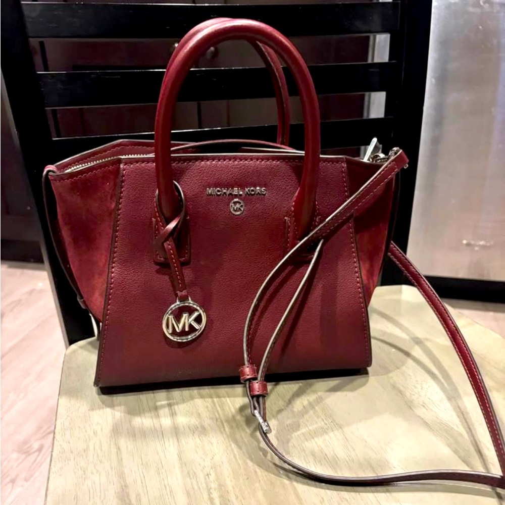 Michael Kors Leather Avril Small Top Zip Satchel